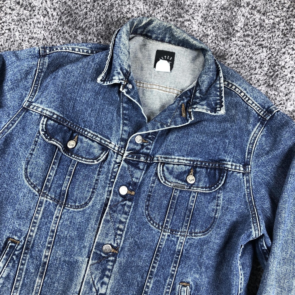 Vintage Lee Jacket Mens Large Blue Denim Trucker Riveted Stonewash Pockets